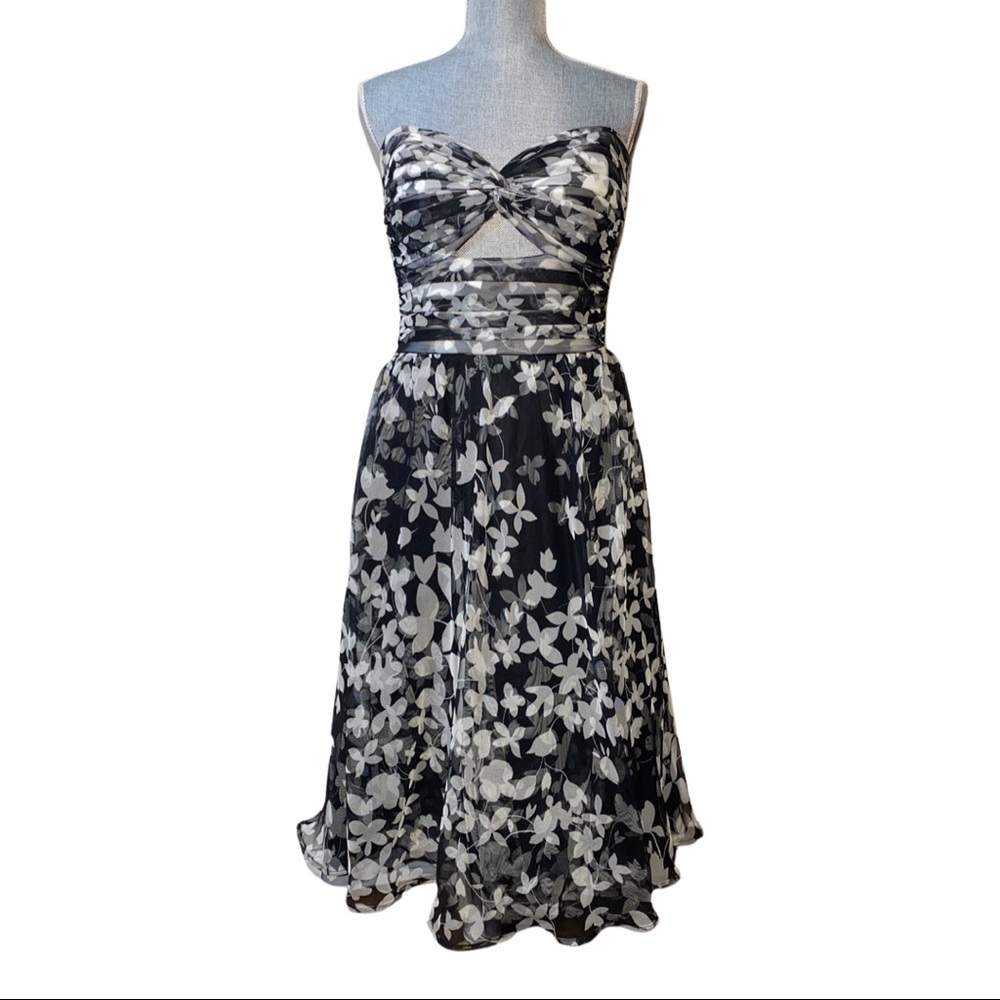 Tadashi Shoji Vintage Tulle Sweetheart Neckline Midi